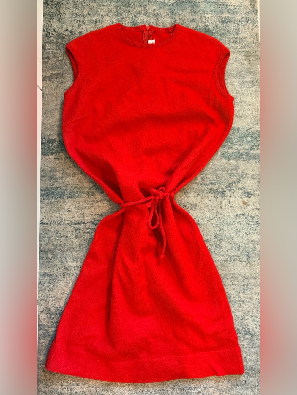 Vintage Jantzen Bright Red Knit Tie-Waist Dress wool sz12 or 6